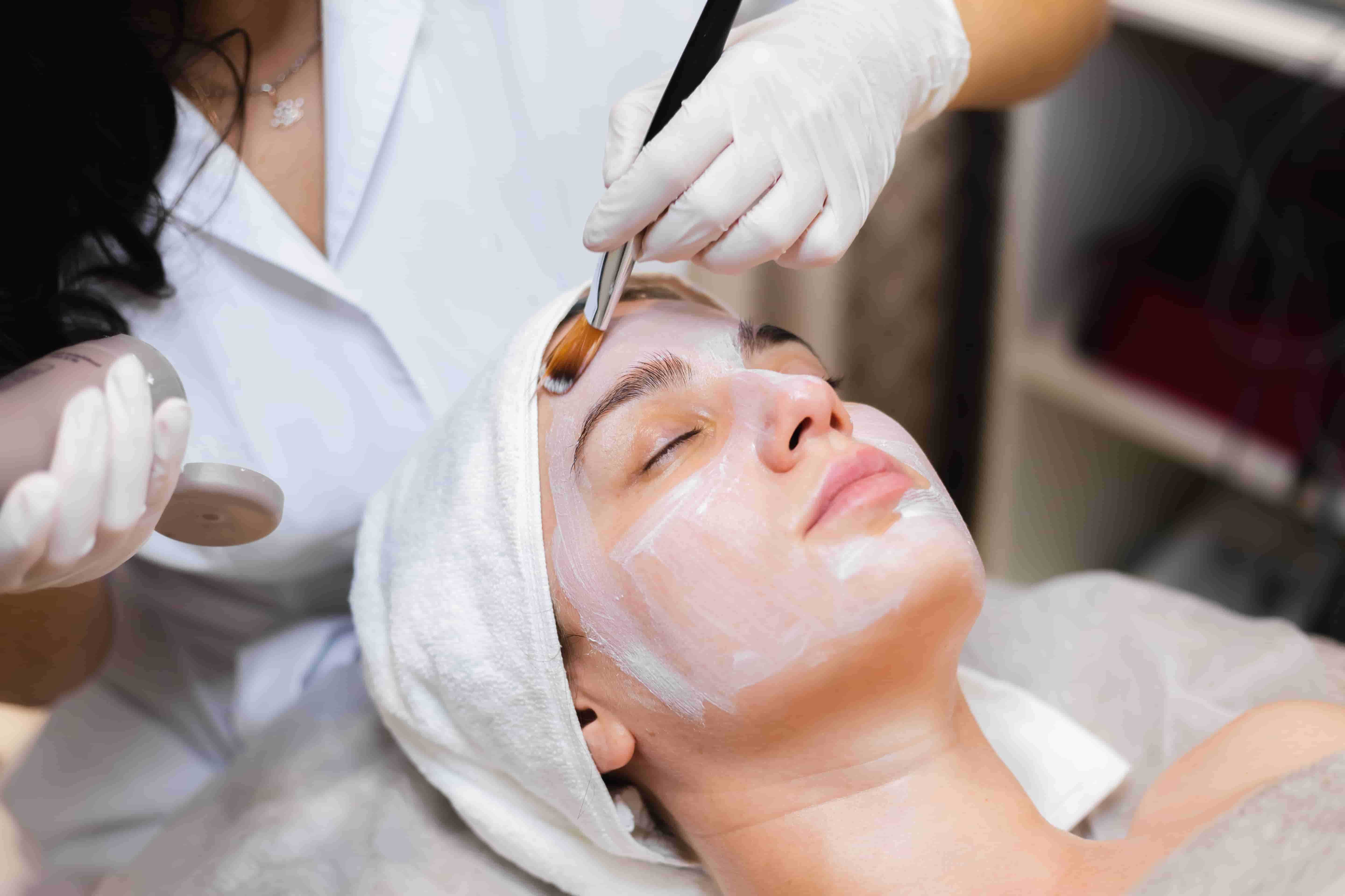 woman having a facial treatments